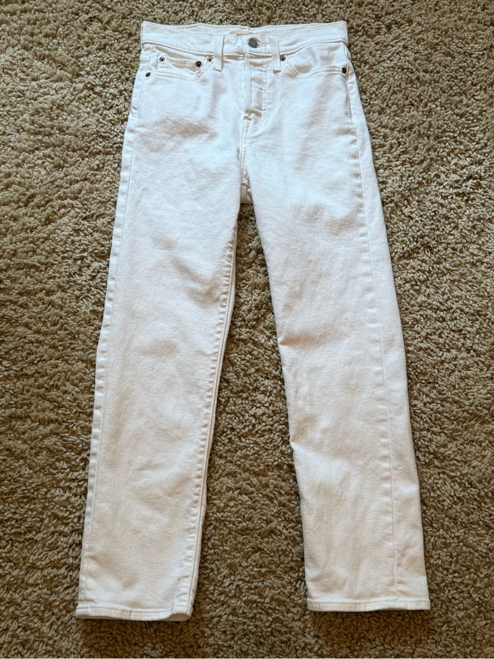 Levi's Wedgie Straight High Rise Jeans White Crop 27 W27 L28 Vintage Aesthetic